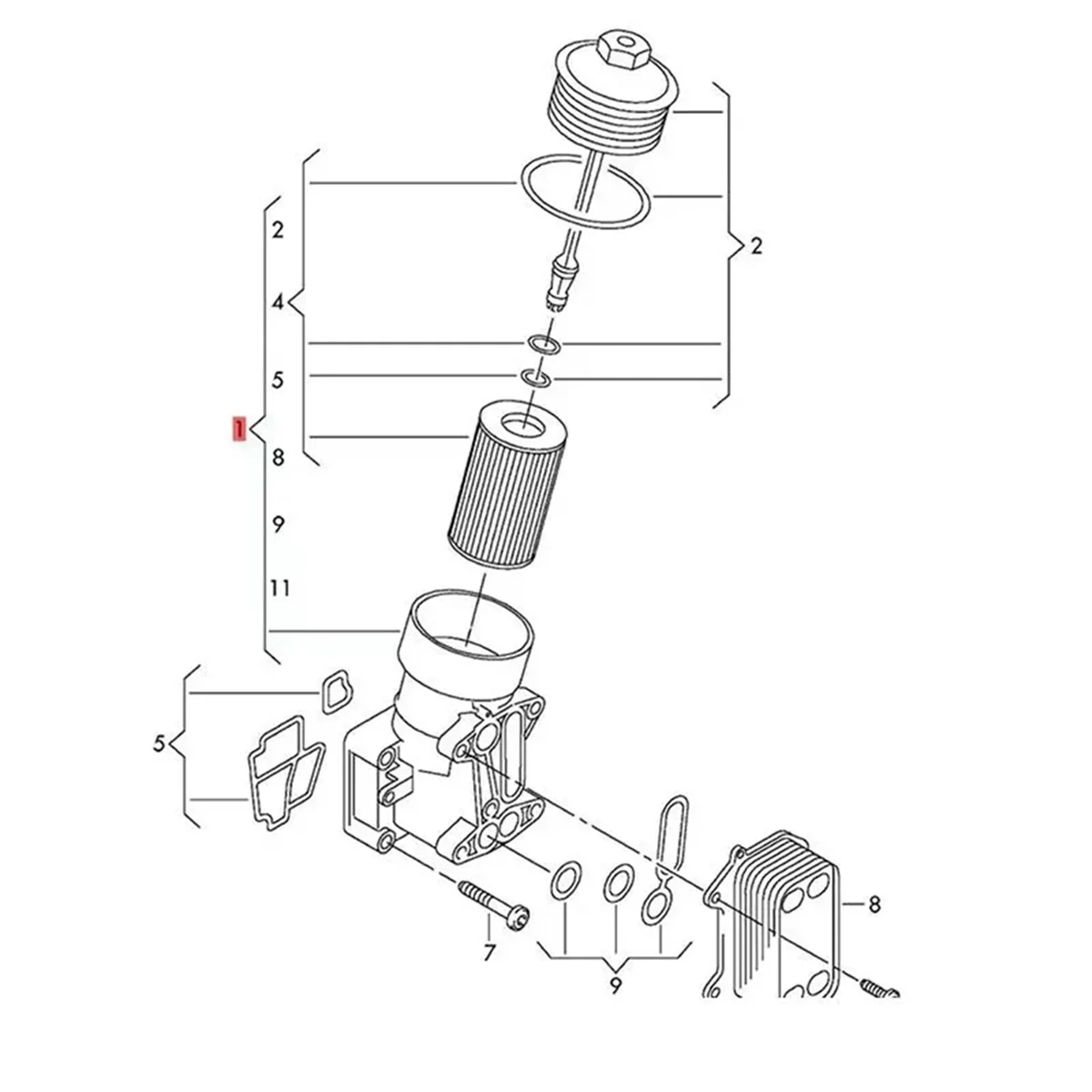 Automobiles Oil Radiator Filter Base for 03L115389B 03L115389C 03L115389G 03L115389H