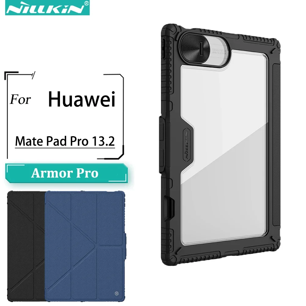 Nillkin-bumper de Armadura para Huawei Mate Pad Pro Capa da Câmera Slide Toda a Cobertura Auto Wake Flip Capa de Couro 13.2 2023