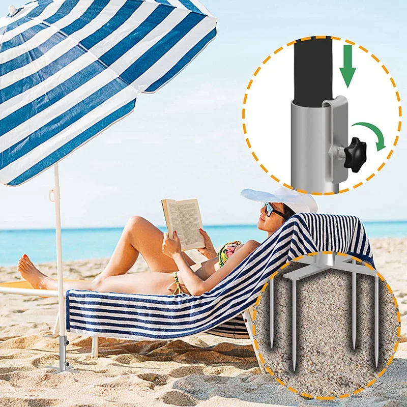 Beach Umbrella Base , Umbrella Stake With Design, Heavy Duty Metal Ground Grass Holder Stands Patio Holder Base