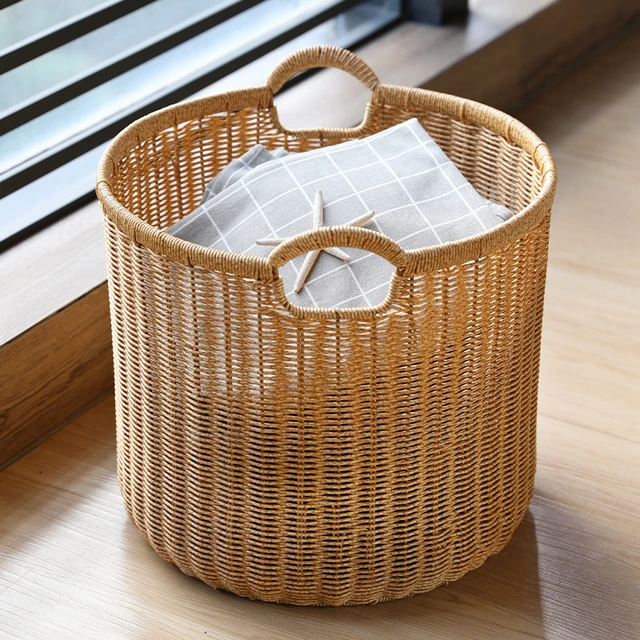 Rattan Storage Basket with Handles, Large, Brown Laundary baskets Cesto  ropa sucia infantil Hat organizer Cesto mimbre Hangmandj - AliExpress