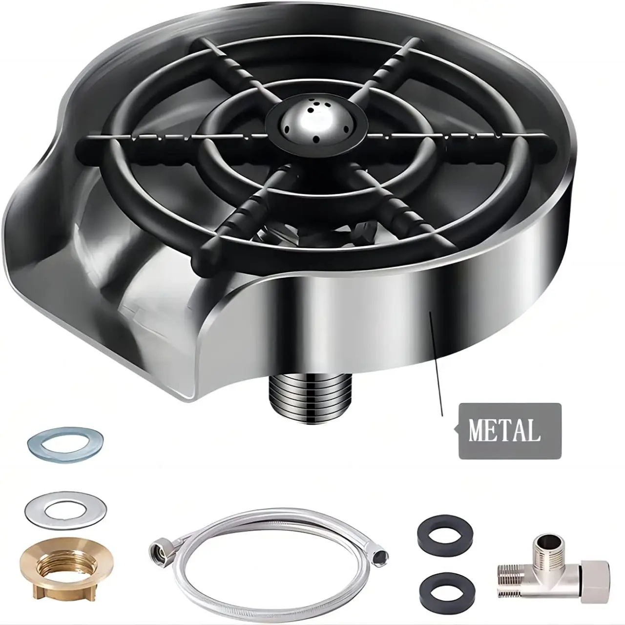 Metal Kitchen Sink Glass Rinser,Faucet Glass Rinser for Kitchen Sinks,Bottle Washer,Kitchen Sink