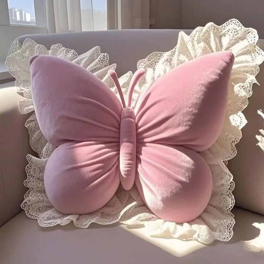 Nova Almofada Decorativa Princesa Borboleta com Laço para Escritório, Sala de Estar, Quarto, Carro, Sofá e Decoração de Casa e Jardim