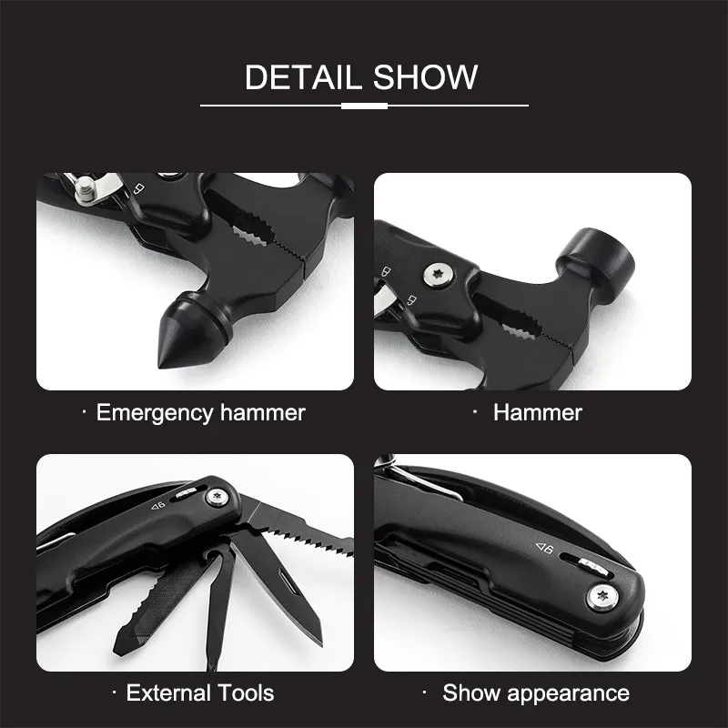 Portable Multitool Survival Hammer Emergency Escape Safety Hammer Cool Gadgets for Camping Hiking,Christmas Birthday Gift 3