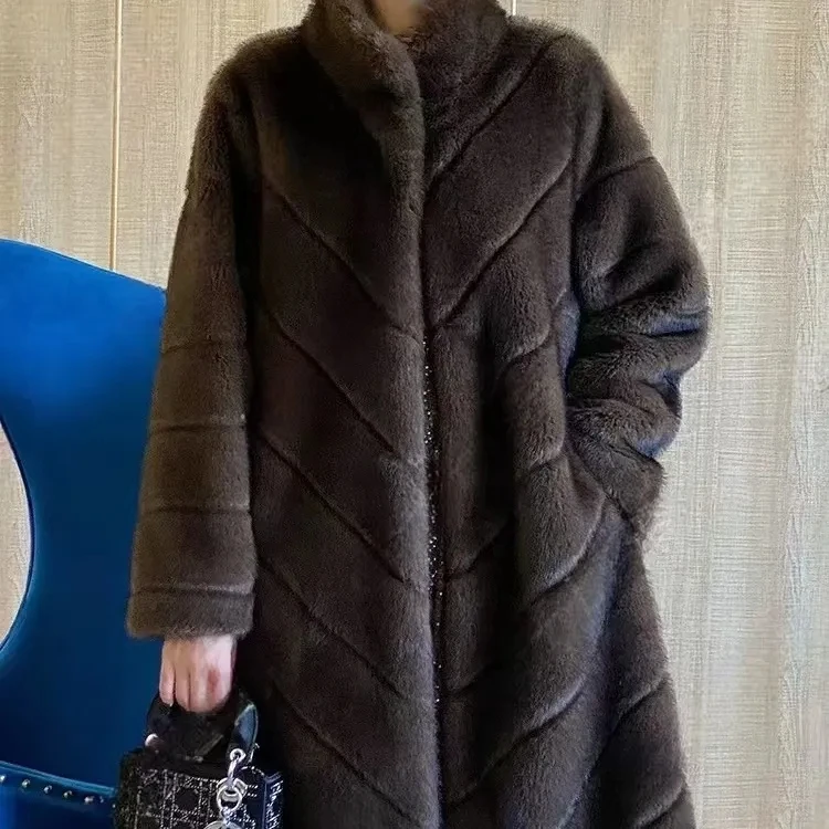 2026 Winter Autumn Winter Eco friendly New Coat Imitation Fur Thickened Warm Loose Long Coat Large Women's Clothing