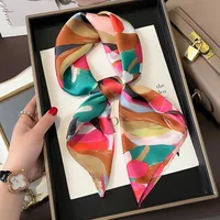 Luxury 2024 Square Silk Scarf for Women Hijab Hair Bands Neckerchief Female Satin Shawl Ribbon Headband Fashion Wraps Bandana 1