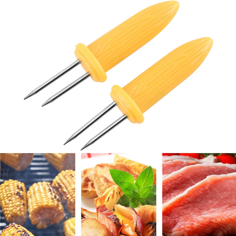 Corn fork bbq tool 10Pcs corn fork BBQ stainless steel corn holders handheld anti scalding needle on the cob double fork barbecue tool