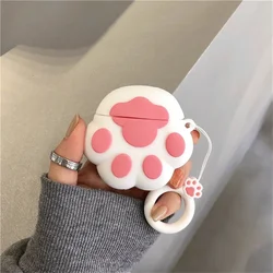 Kawaii Cat Paw Soft Silicone Protective Case with Keychain Cover for JBL Wave 200TWS (A-)