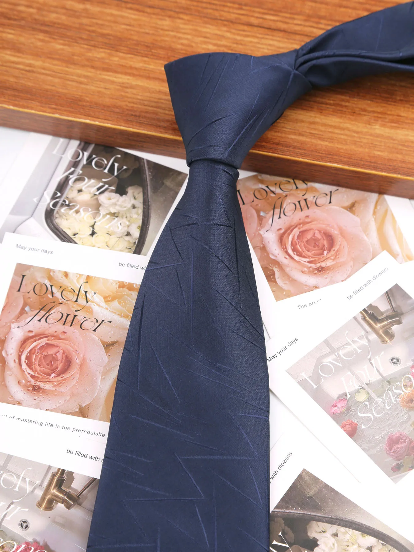Krawatte Gravatas Mode Jacquard gewebt 8 cm Krawatte Hochzeit Accessoires blau Mann Streifen Blume Party Büro Krawatten Outfit – Detail 14