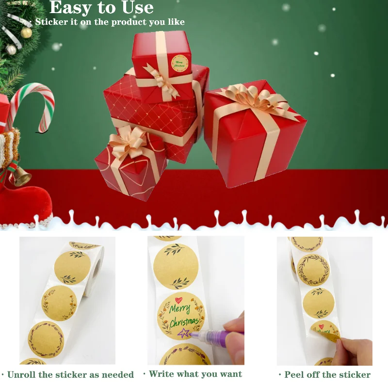 Label Stickers Kraft Paper Labels Round Handmade Self-Adhesive For Baking Gift Bags Packaging Jam Jar Canning