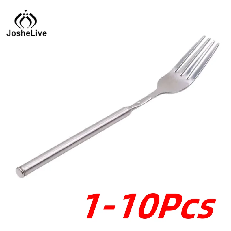 Portable Modern Collapsible Fork Retractable Grill Tool Outdoor Need Tableware Metal expandable fork portable cutlery