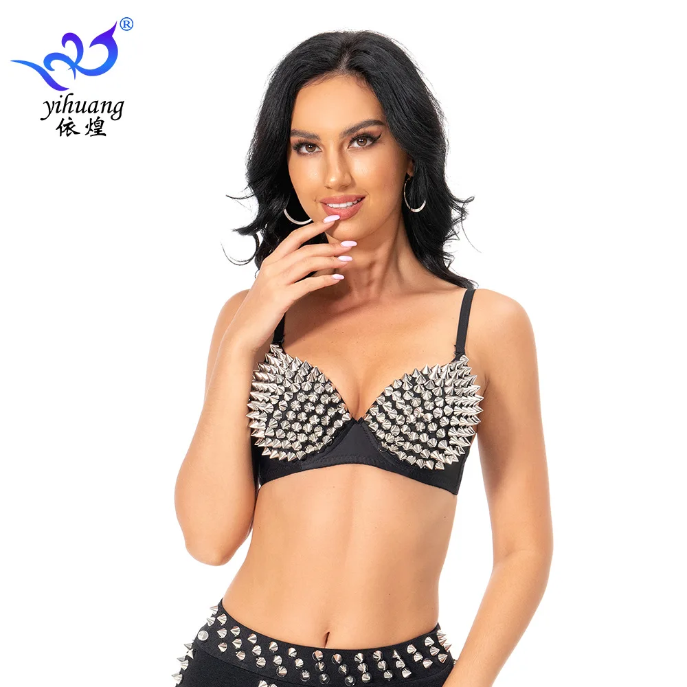 

1pcs/lot woman sexy rivet belly dancing bra lady fashion performance dancing bra