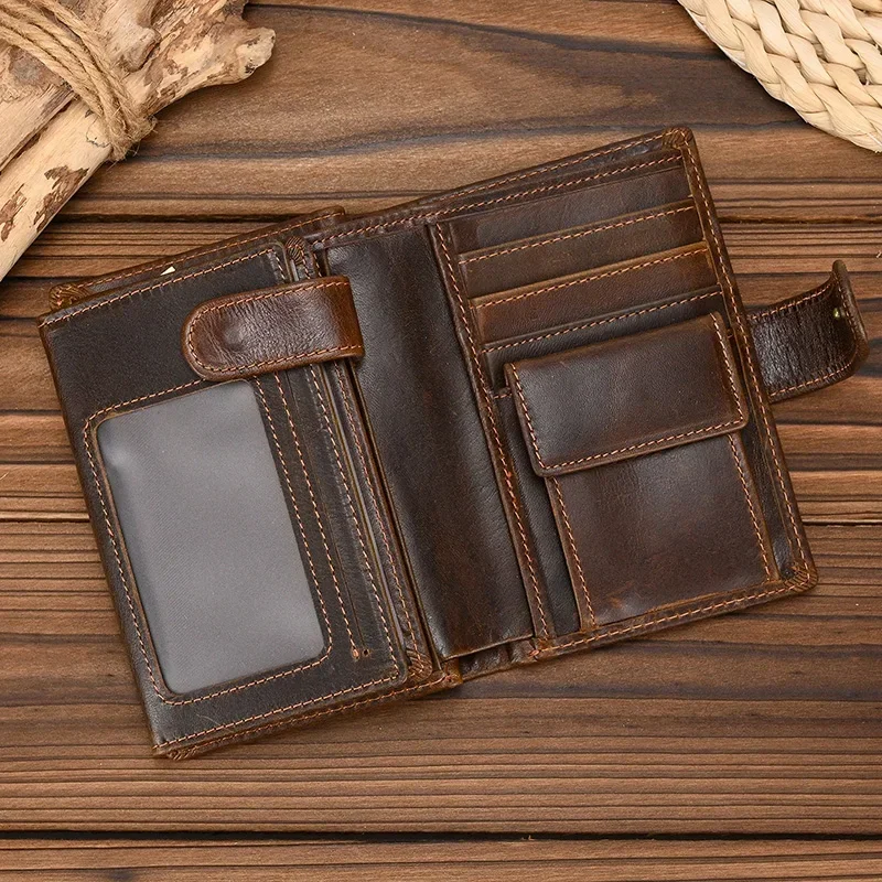 Genuine Leather Card Wallet with RFID for Men and Women