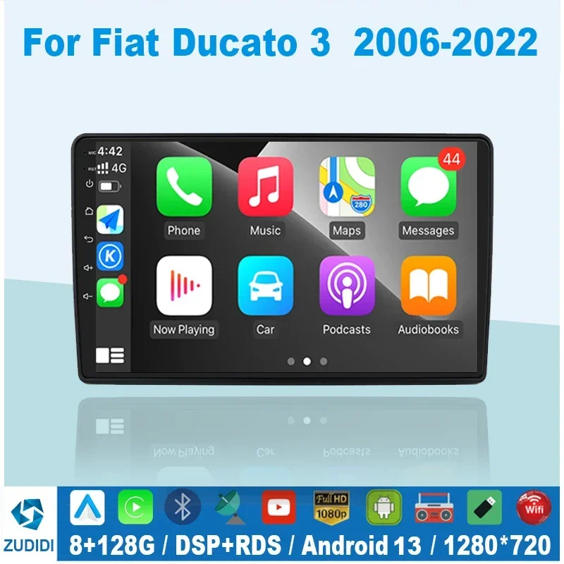Per Fiat Ducato Peugeot Boxer Citroen Jumper 2 2006-2022 Autoradio Lettore Multimediale Android Auto Carplay Touch Screen Navi Gps