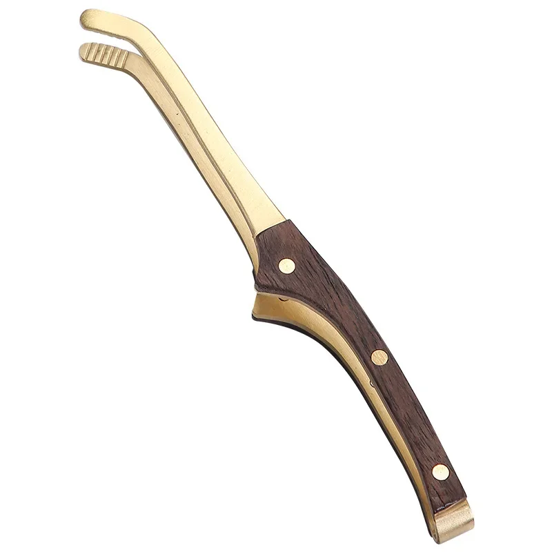 Copper Wood Integrated Tea Clamp Heat Resistant Tea Clamp Cup Washing Clip Metal Tweezers Kung Fu Accessories Clips