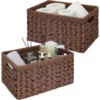 Rectangle Wicker Storage Baskets for Shelves Organizing,Waterproof Woven Storage for Toilet Shelf Baskets,Laundry Room,Brown 3