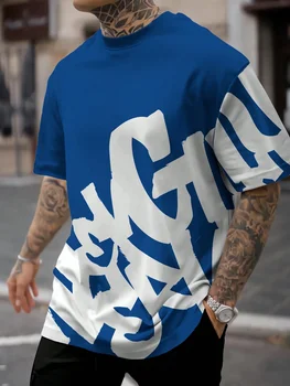 3d printing summer new men's casual short-sleeved T-shirt polyester fiber comfortable breathable retro printed short-sleeved 1