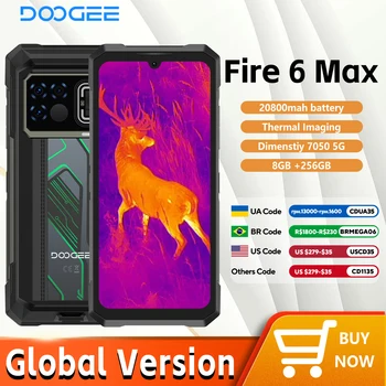 DOOGEE FIRE6 MAX 6.72" FHD+ 120Hz Telefono robusto Imaging termico 20800mAh 10W Carica inversa Android 14 Dimensity 7050 20GB+256GB