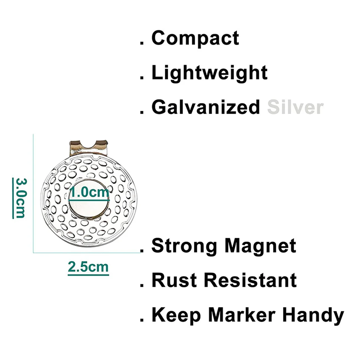 BAAU 20X Magnetic Golf Hat Clips Ball Marker Holders for Golf Gloves Hats Bags Caps Visor Belt,Silver