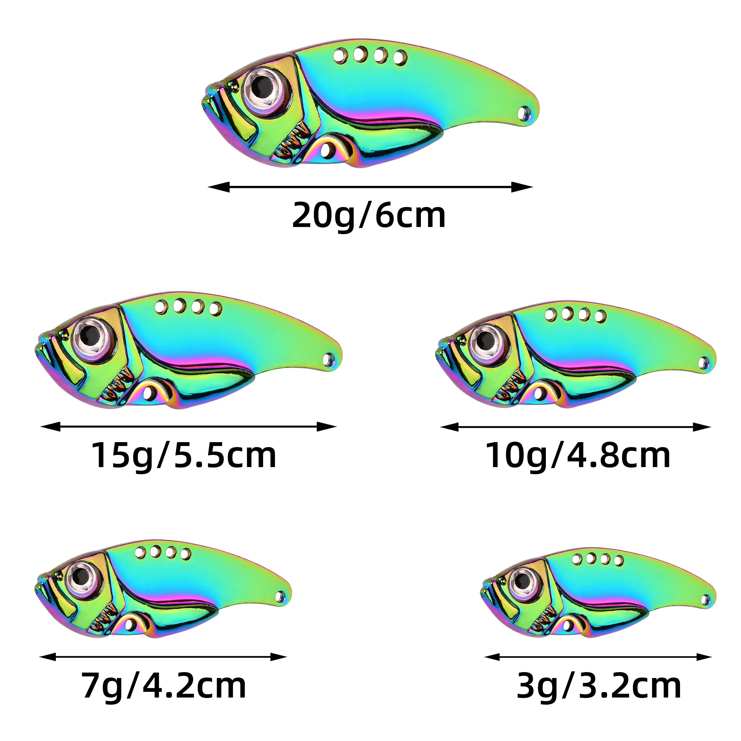 3Pcs 3D Metal Cicada Vib Fishing Lures 3g 7g 10g 15g 20g Vibrations Spoon Lure Hard Bait Bass Isca Crankbait Wobbler Spinner 4