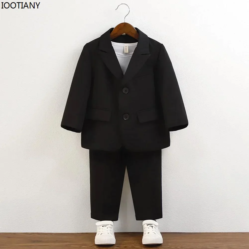 Abiti uniformi scolastiche per bambini Primavera 2024 Cachi Belli ragazzi Abiti di compleanno Casual Bambini Piano Performance Blazer Set 2 3 Y - immagine 3