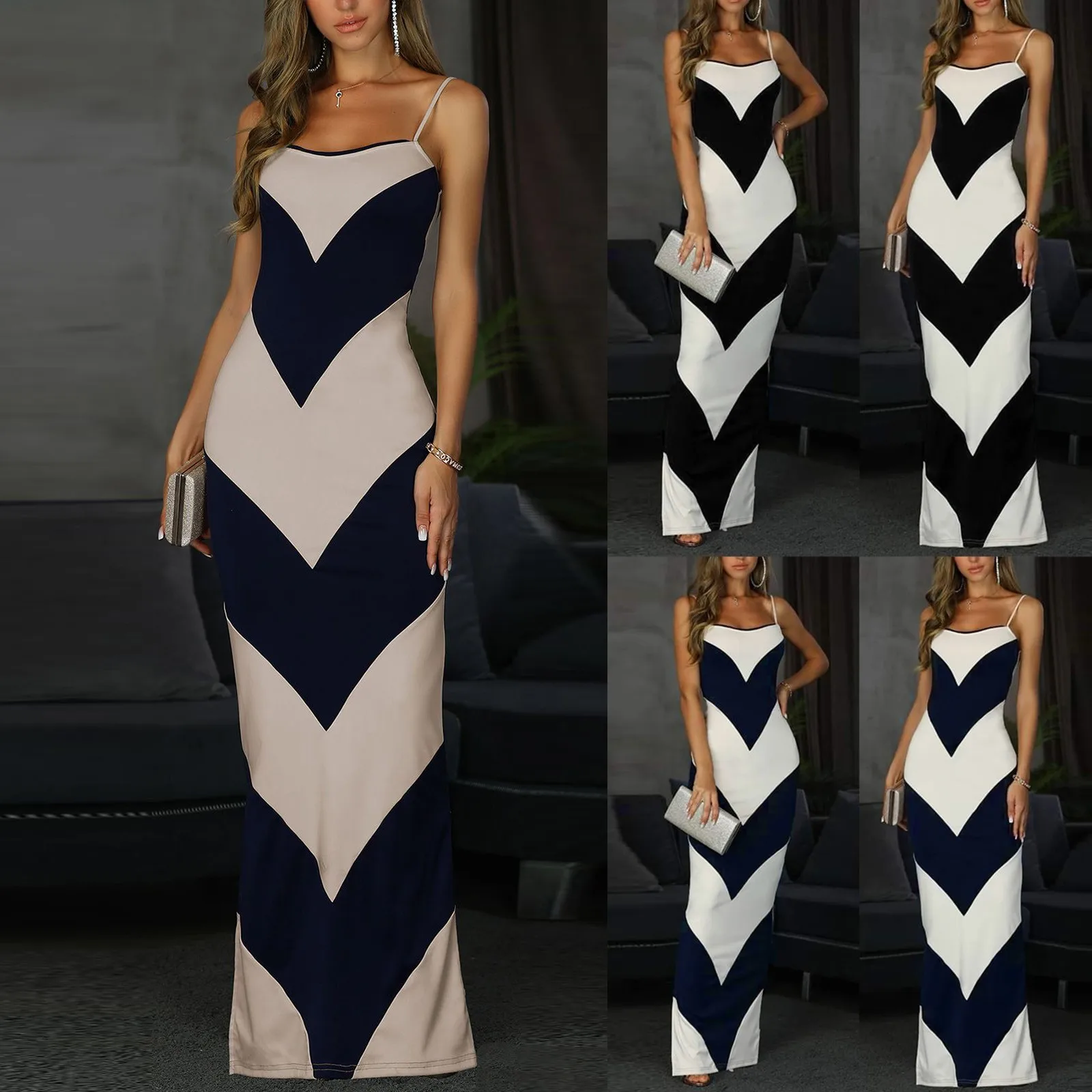 

Dress Small Women Sexy Women Stripe Sleeveless Robe Female Retro Elegant Party Culb Long Dress Summer Tunics