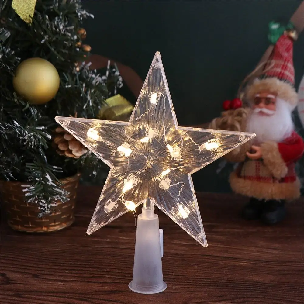 Glowing Christmas Tree Top Star Shining Lamp LED Stars Colorful Five-pointed Star Christmas Tree Ornaments christmas tree decoration christmas star decoration