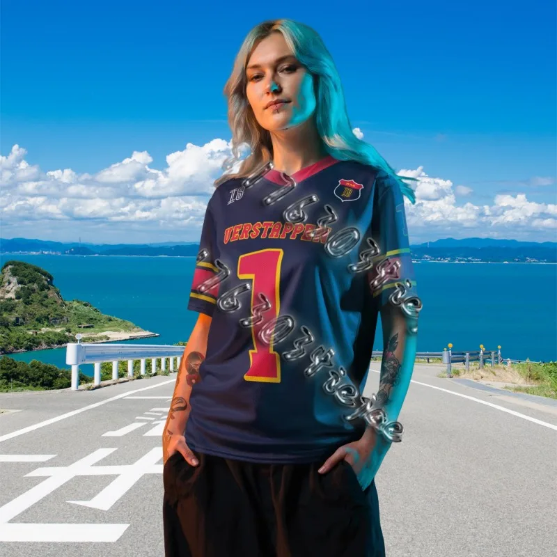European American Men Women Racing Motorcycle Enthusiasts V-Neck Short Sleeved T-Shirt Verstappen Football Jersey Sports Shirt