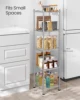 SONGMICS 5-Tier Bathroom Shelf, Storage Rack for Small Space, with 5 PP Shelf Liners, Removable Hook, Extendable Design 3
