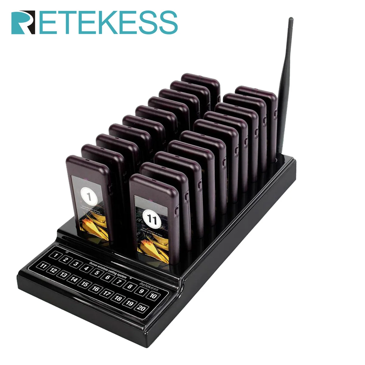 Retekess T111 Pager For Restaurant Wireless Pager Calling System 20 Coaster Buzzers Beepers For Cafe Bar Food Truck Hotel