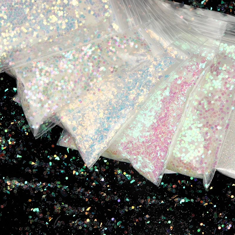 Iridescent Mermaid Nail Glitter in-1mm Ultra Thin Sequins Bead and Powder Mix Professional for Nail Supplies DIY crafts 1Bag nail glitter