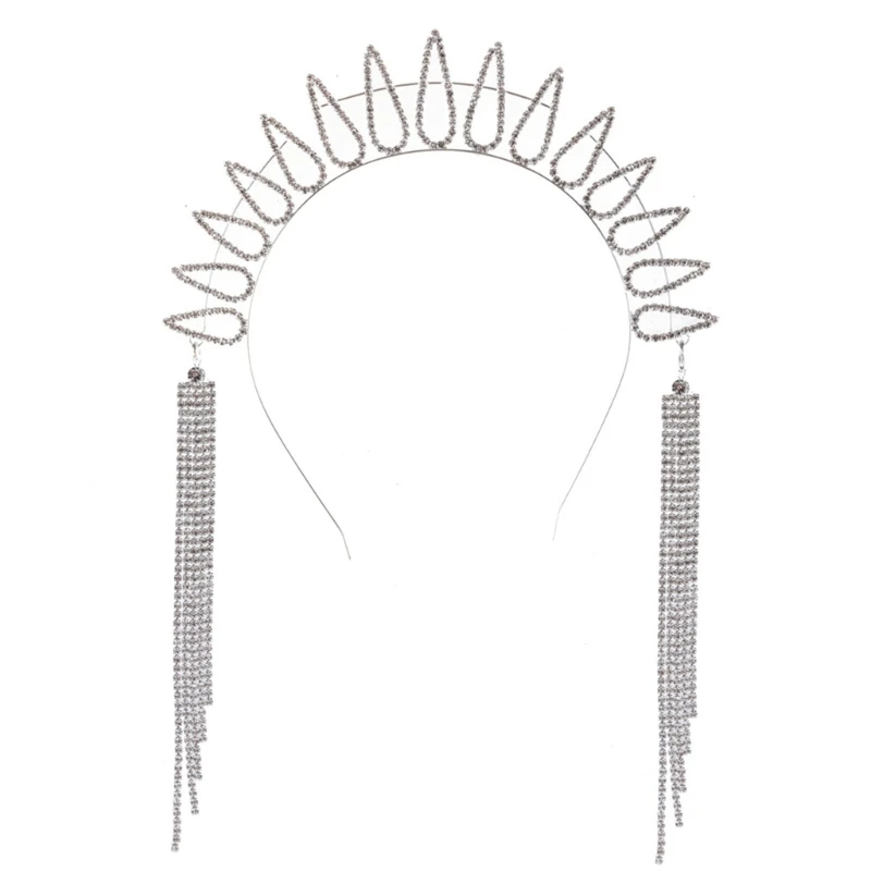 

Винтажная повязка для волос в стиле барокко, повязка на голову для девичника, блестящие кисточки