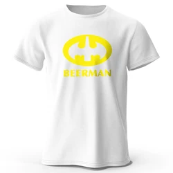 Men's Classic Beer Man Graphic Oversized T-Shirt - 100% Cotton Casual Summer Tee - XXXL (White)