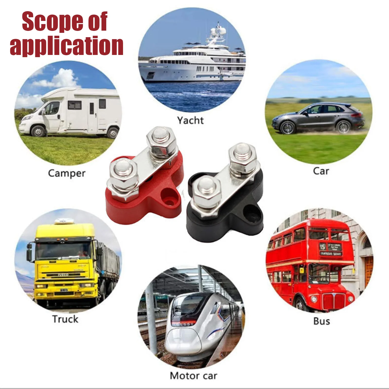 GLOSO Kit De Blocs De Fusibles Pour Plusieurs Batteries D'allumage, Bateau, Camion, Camping-car, Véhicules De Construction, Tension Maximale 58 V à Goujon Unique M8 (5/16") Fusible De Batterie HABF