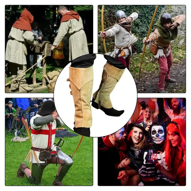 Men Pirate Costume Boot Covers Medieval Boot Cover Adjustable PU