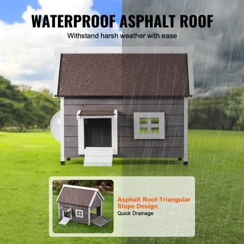 VEVOR Outdoor Cat House Weatherproof Feral Cat Shelter for Multiple Cats Outdoor Wooden Cat House with Side Door 22 3