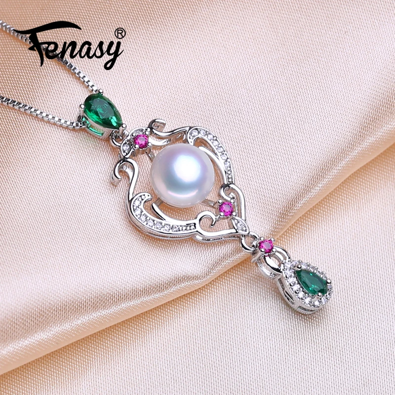 FENASY Natural Freshwater Pearl Necklaces For Women Bohemian 925 Sterling Silver Flower Pendant Chain Choker Necklace Idea Gift