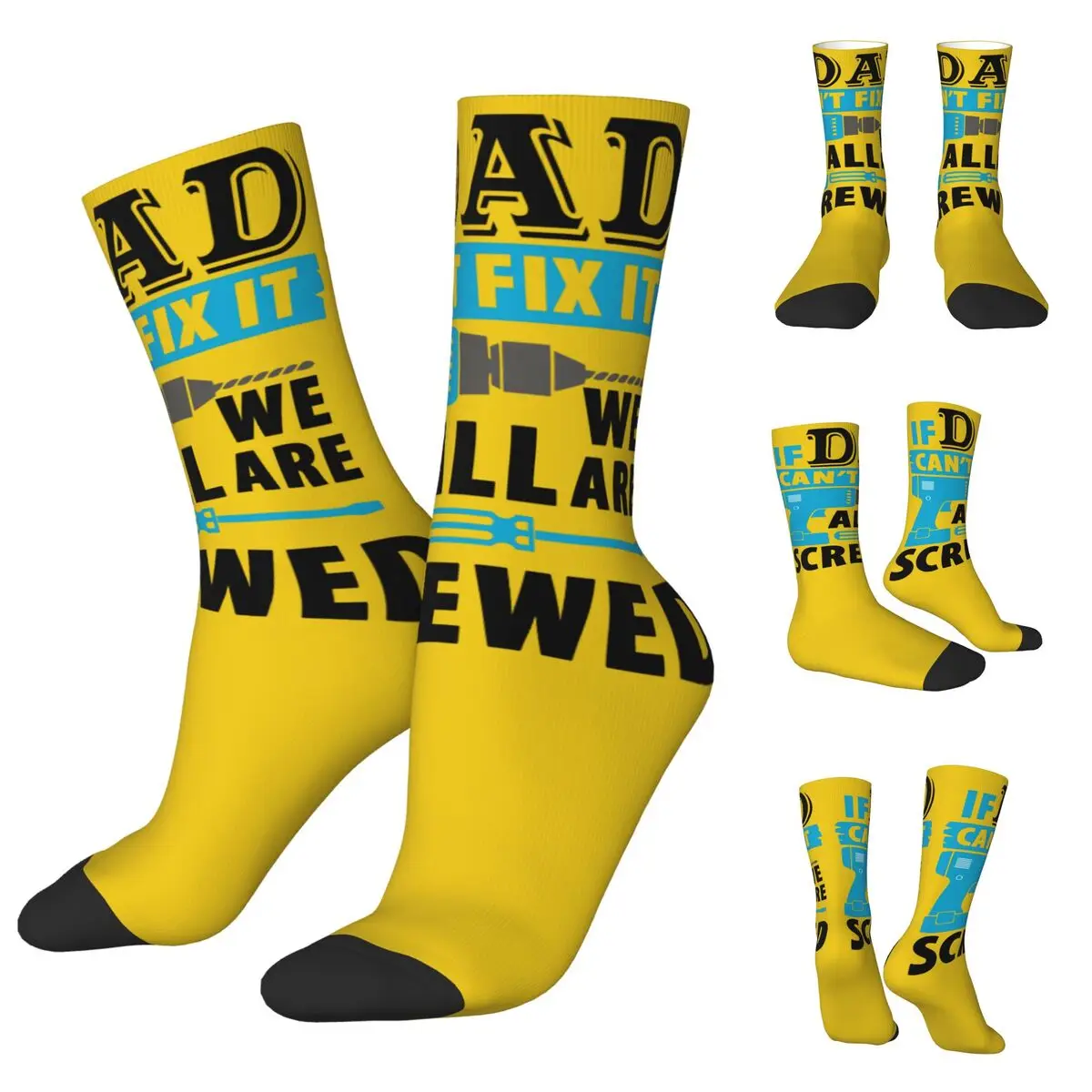 If Dad Can't Fix It We're Screwed cosy Unisex Socks,Cycling Happy 3D printing Socks,Street Style Crazy Sock