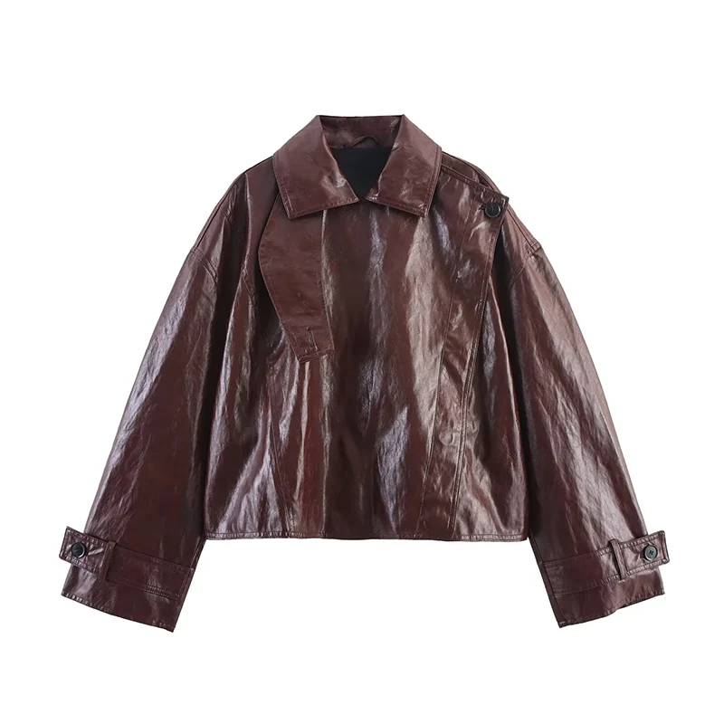 Street Loose Jackets for Women New Fashion Long Sleeve Faux Leather Jacket Coats Female 2025 Autumn Lady Short Coat ﻿ ﻿