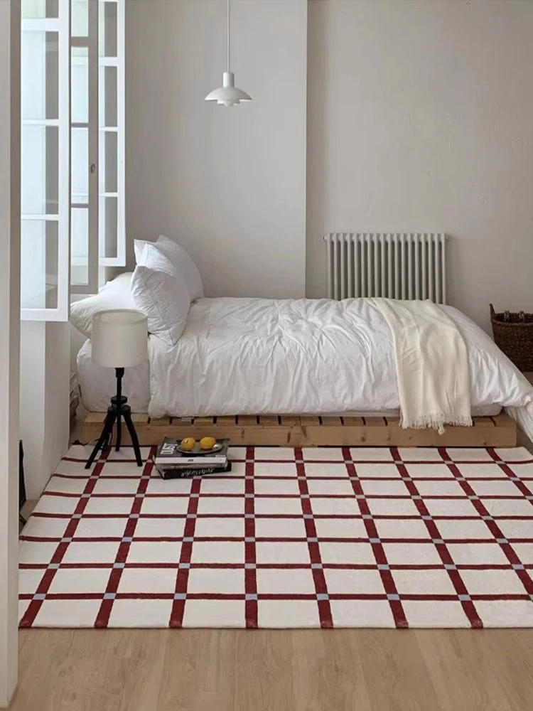 

Современный минималистичный декоративный клетчатый коврик для гостиной, шахматная доска, учебный ковер, мягкие плюшевые коврики для балкона, 탄탄자 자