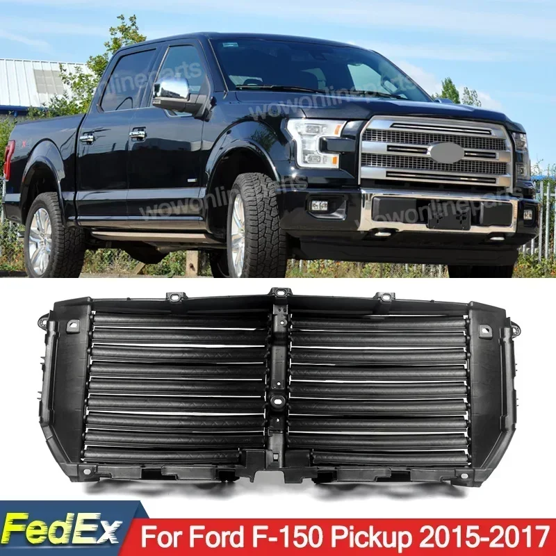 

Решетка для Ford F-150, черная верхняя решетка радиатора, управление воздушным затвором в сборе, 2015, 2016, 2017, автозапчасти