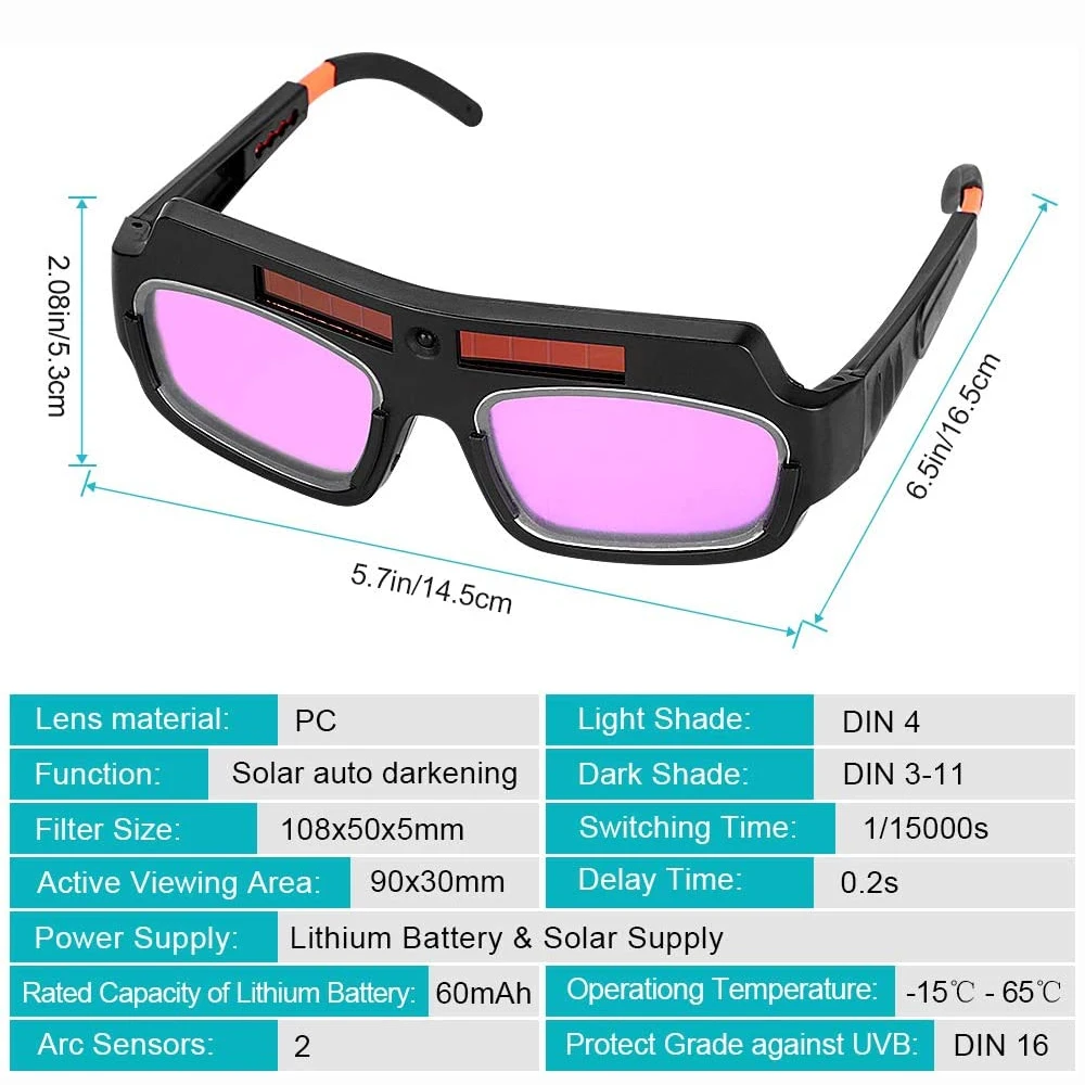 Solar Automatic Dimming Welding Glasses, Welding Helmet, Household Anti-glare Glasses, Special Arc Welding Machine Goggles Tool 3