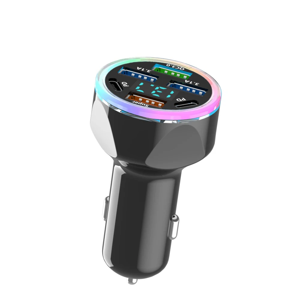 USB Car Charger with Digital Display Charger Fast Charging Mobile Phone Charger For iPhone Xiaomi Samsung Huawei Phone Adapter