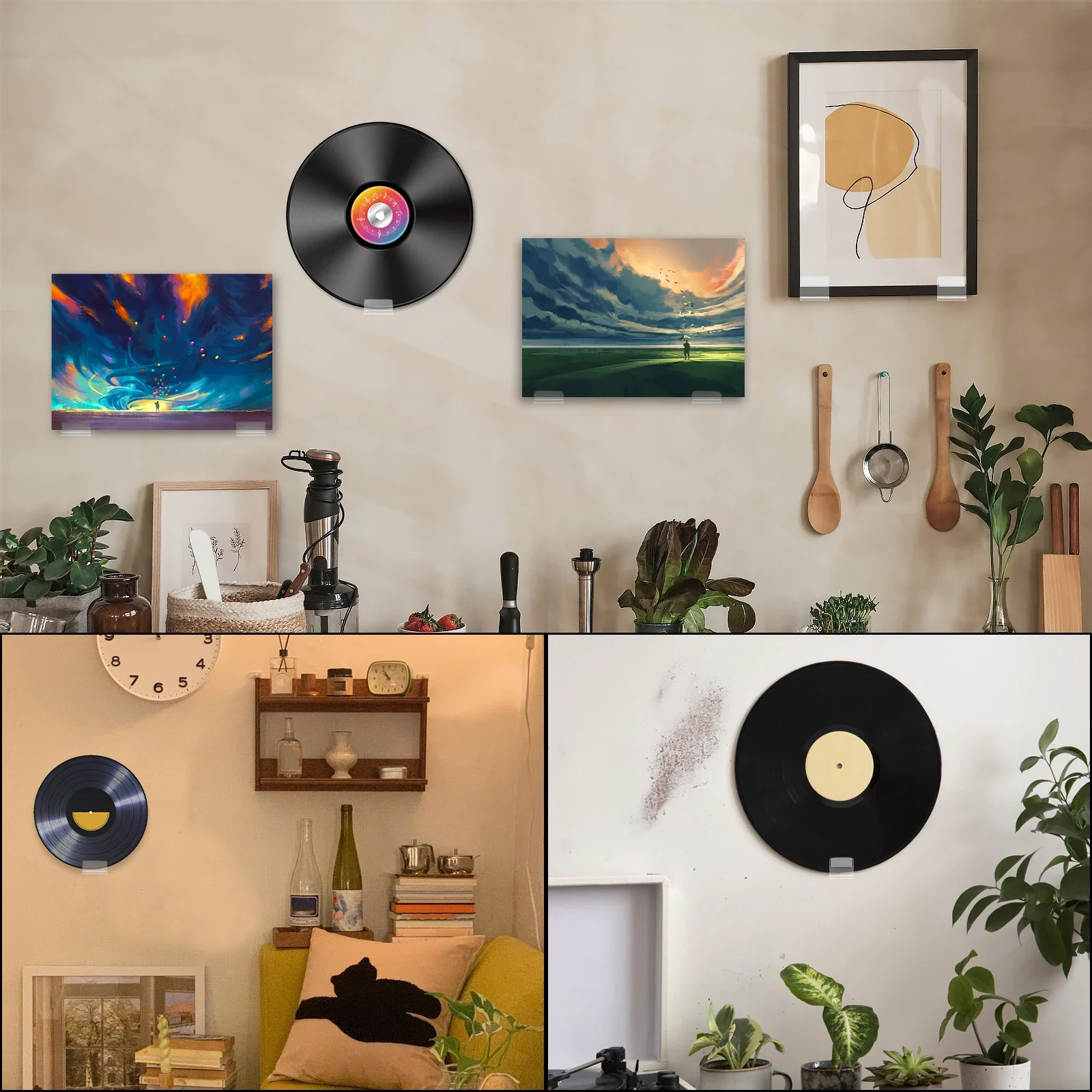 24/30Pcs Vinyl Record Display Shelf Holder Wall Mount Self Adhesive Album Disc Show Rack Acrylic Record Rack for Magazines 2