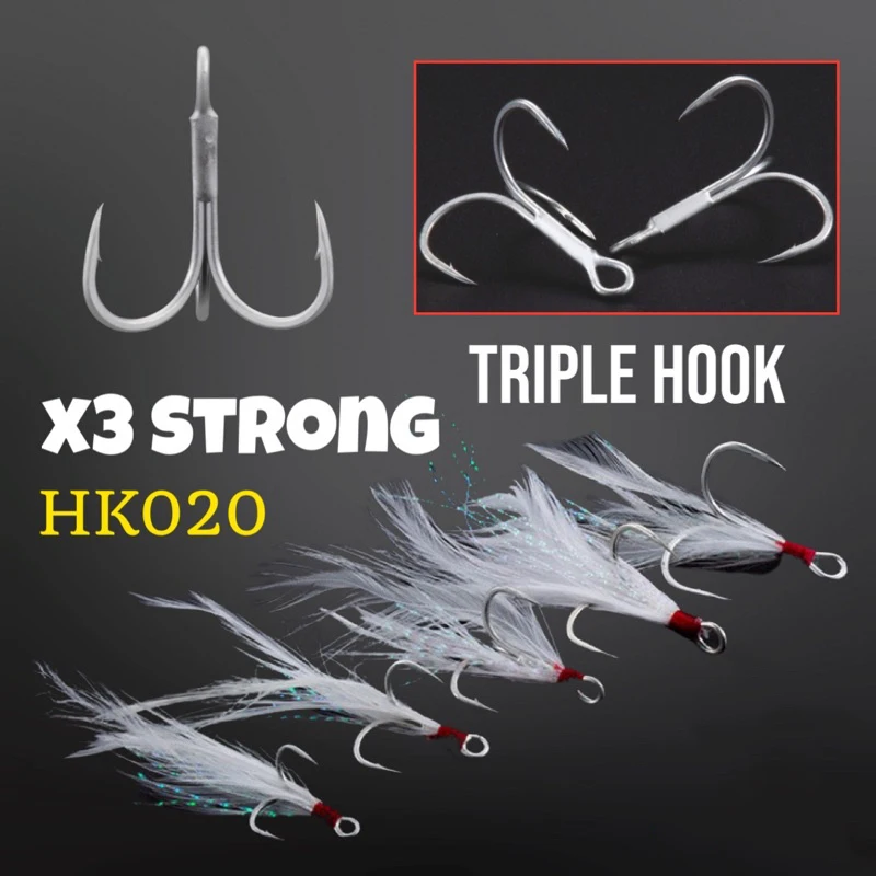 

1Pcs Carbon Steel Barbed Fishhooks Treble Fishing Hooks With Feather Tackle Fishing Hook Stronger Pesca Accessary