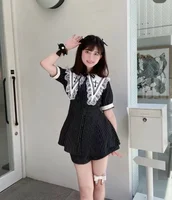 Embroidered Black Suit Mass-Produced Japanese Rojita Lolita Tops Single-Breasted Shirt + Shorts Two Piece Sets Womens Outifits - Image 4
