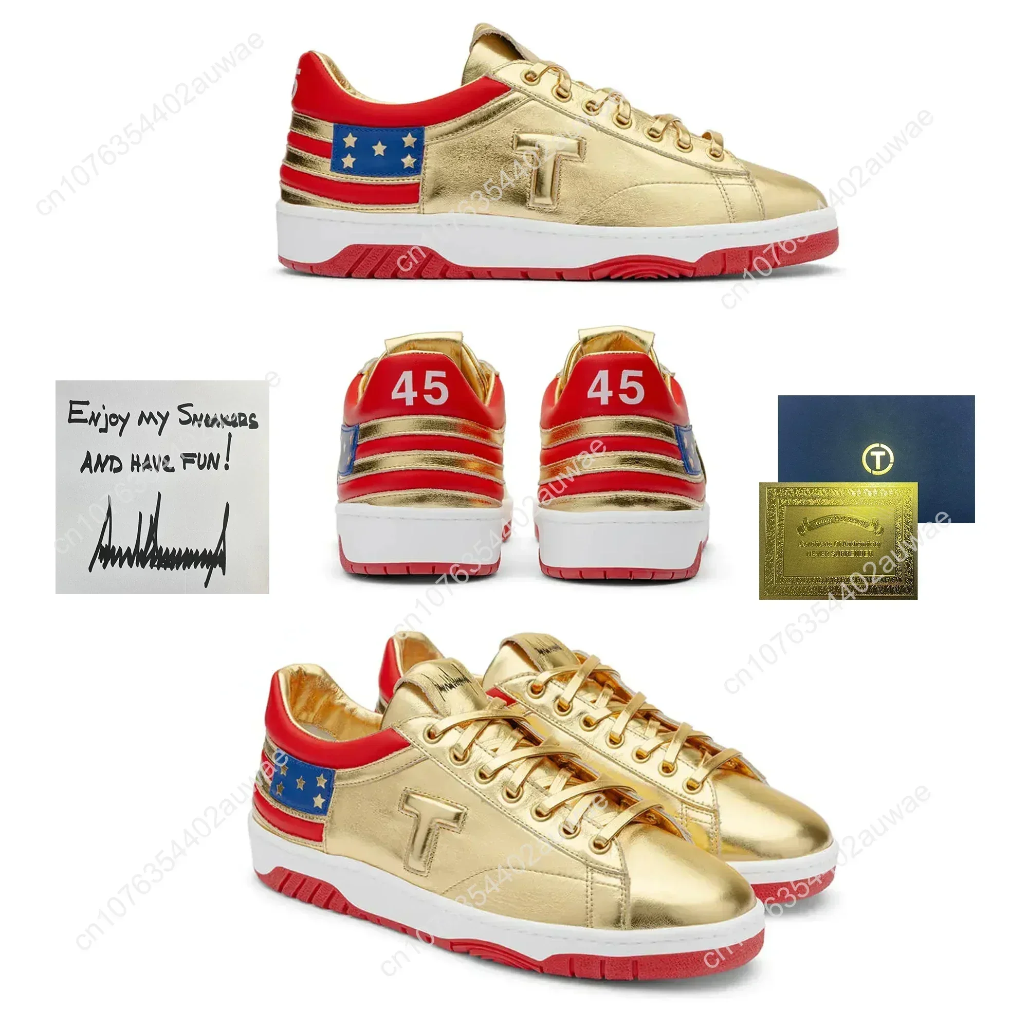 100% Trump VICTORY Gold Shoes MAGA Never Surrender Sneakers Higi Low Top Mens Womens Casual Boots Road Shoe