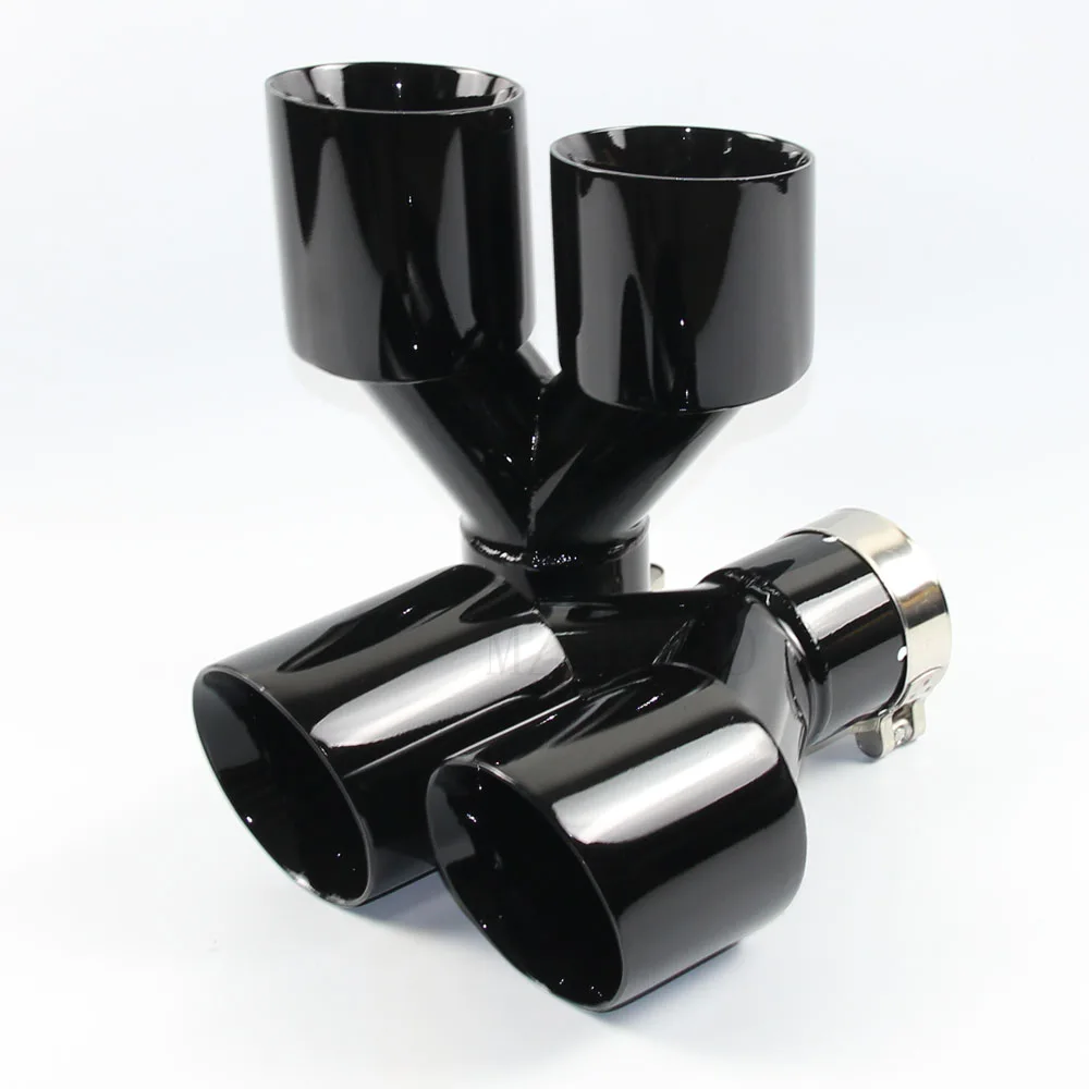 

Car Accessories stainless steel and bright face without marked Y-type double outlet straight edge exhaust pipe tailpipe