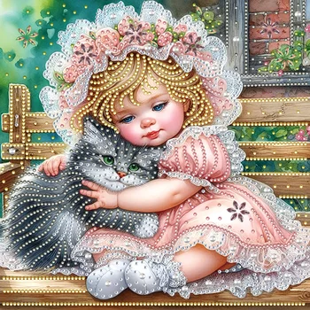 Kit di pittura artistica con diamante a forma speciale per gattino per principianti adulti, kit di forme speciali con diamante di cristallo per regalo di decorazione della parete di casa