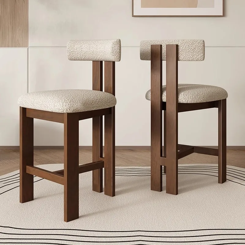 Nordic Solid Wood High Chairs Reception Soft Unique Lounge Bar Chairs Ergonomic Minimalist Restaurante Muebles Trendy Furniture