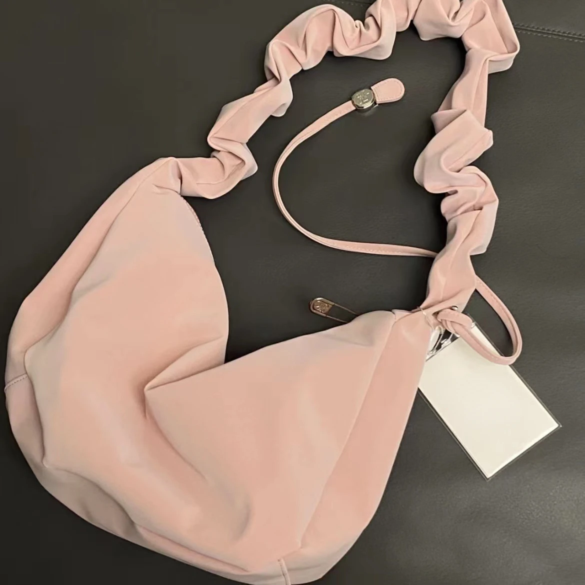 Pleated Nylon Hobo Crossbody Bag